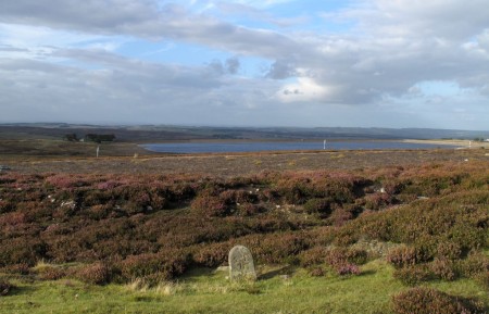 Smiddy Shaw Reservoir and S & D Marker Stone